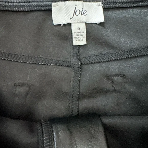 JOIE VEGAN LEATHER FAUX SUEDE LINING BLACK STRAIGHT LEG PANTS SIZE 8 - Picture 3 of 6